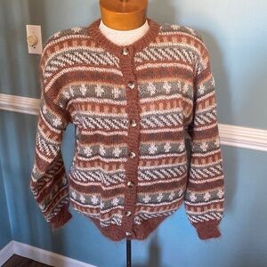 NWT Vintage Tarazzia Mohair Cardigan Sweater Womens Size S 1980s Fuzzy Metallic